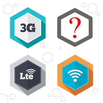 Mobile telecommunications icons. 3G, 4G and LTE.